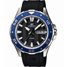 Casio Men's EFM100-1AV Edifice Stainless Steel Blue Bezel and Black Resin Strap Analog Watch