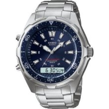 Casio Men's EFM100D-1A4V Edifice Stainless Steel Bracelet and Red Accent Bezel Analog Watch