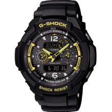 Casio Mens G-Shock Aviator Series Analog-Digital Black and Yellow Watch GW3500B-1A