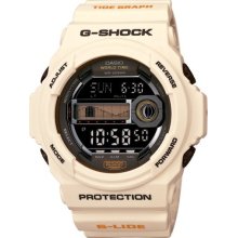 Casio Mens G-Shock G-LIDE Digital Resin Watch - White Rubber Strap - Brown Dial - GLX150-7