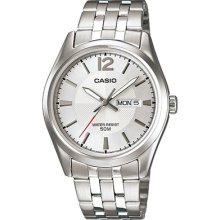 Casio Men's Mtp1335d-7av Silver Stainless-steel Quartz Watch With Silver Dial