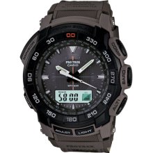 Casio Men's Pathfinder Protrek Plastic Resin Case Canvas Camouflage Strap Analog Digital Dial PRG550B-5