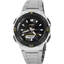 Casio Men's Slim Solar-Powered Watch, Stainless Steel