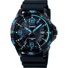 Casio Mtd-1065B-1A1vef Gents Watch Quartz Analogue Black Dial Black Resin Strap