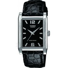 Casio Mtp-1235L-1Aef Gents Watch Quartz Analogue Black Dial Black Leather Strap