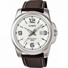 Casio White Leather Watch 50m Date Mtp-1314l-7a