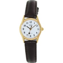 Casio Women's Core LTP1094Q-7B4 Brown Leather Quartz Watch with White Dial