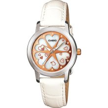 Casio Women's Core LTP1323L-7A White Leather Quartz Watch with White Dial