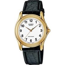 Casio Women's LTP1096Q-7B Black Leather Quartz Watch with White D ...