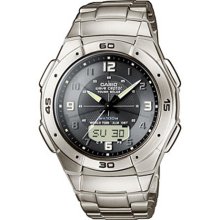 Casio Wva-470tde-1avef Analog And Digital Quartz Multifunction Watch, Titanium,