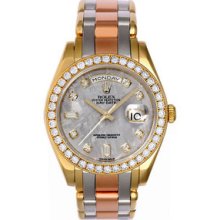 Certified Pre-Owned Rolex Day-Date Masterpiece Tri Gold Watch #18948Tri