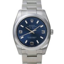 Certified Pre-Owned Rolex Air-King Watch, Domed Bezel, Blue Dial/Luminous Index 114200