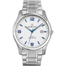 Certus Paris Men's Classic Stainless Steel White Dial Date Watch ...