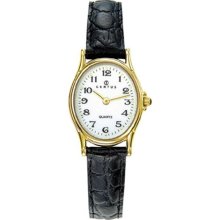 Certus Paris Women's Brass Black Calfskin White Dial Watch