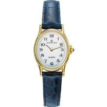 Certus Paris Women's Brass Blue Calfskin White Dial Watch