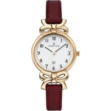 Certus Paris Women's Maroon Calfskin White Dial Watch ...