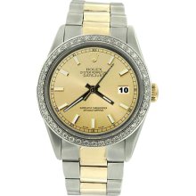Champagne stick dial SS & yellow gold men rolex watch datejust oyster bracelet - Yellow - Gold - 6