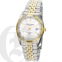 Charles Hubert Classic Mens Two Tone White Dial All Weather Watch with Date 3619