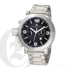 Charles Hubert Premium Mens Dress and Sport Brushed Finish Black Dial Watch with Subdial 3762