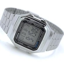 Chilly Fresh Summer Men Sports Casio Watch Silver Metal Band Alarm Stopwatch