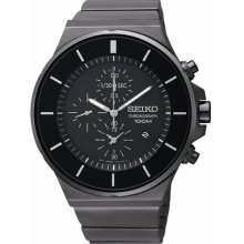 Chronograph Stainless Steel Case And Bracelet Black Dial Date Display