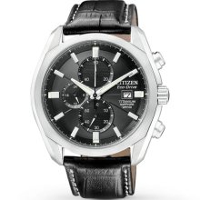 Citizen Eco-Drive Chronograph Black Dial Titanium Mens Watch CA0020-05E