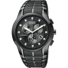 Citizen Eco-Drive Chronograph Diamonds Black Dial Men's watch #AT2055-52G