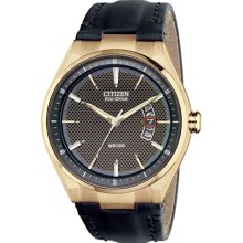 Citizen Eco-Drive Gold-Tone Leather Mens Watch AW1133-06H
