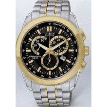 Citizen Eco Drive Men`s 2-tone Chronograph Wr100 Watch