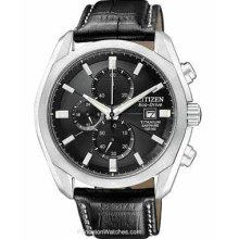 Citizen Eco-Drive Mens Titanium Chronograph Black Dial CA0020-05E