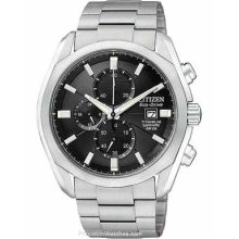 Citizen Eco-Drive Mens Titanium Chronograph Black Dial CA0020-56E