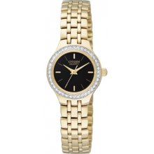 Citizen Ladies Quartz Elegant Swarovski Gold Tone Watch Ej6042-56e