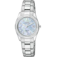 Citizen Ladies Stainless Steel Regent Sapphire Eco-Drive Diamonds Mother Of Pearl Dial EW1821-55Y