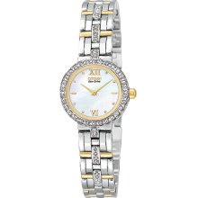 Citizen Ladies Two Tone Eco-Drive Silhouette Mother of Pearl Dial with Swarovski Crystals EW9124-55D