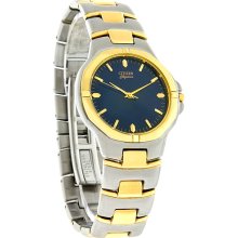 Citizen Mens $275 Two-tone Silver, Gold, Blue Dial, Elegance Watch Ba1204-55l
