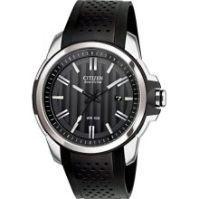 Citizen Men's Drive Stainless Steel Case Rubber Bracelet Black Dial Date Display AW1150-07E