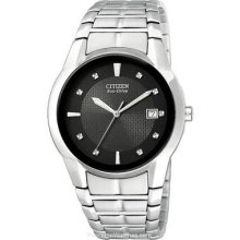 Citizen Mens Eco-Drive Dress Watch Stainless Steel Black BM6670-56E