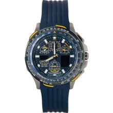 Citizen Men's Eco-Drive Blue Angels Skyhawk Chronograph Watch - Blue Rubber Strap - JY0064-00L
