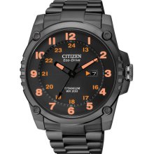 Citizen Men's Eco-Drive Titanium Case and Bracelet Black Dial Date Display BJ8075-58F