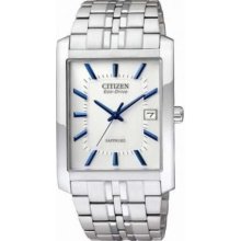 Citizen Men's Quartz Watch With White Dial Analogue Display And Silver Stainless Steel Bracelet Bm6781-55A
