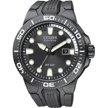 Citizen Men's Scuba Fins Eco-Drive Stainless Steel Case Black Dial Date Display Black Rubber Strap BN0095-08E