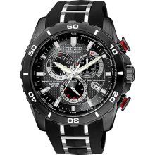 Citizen Men's Stainless Steel Black Dial Atomic Eco-Drive Chronograph Perpetual Calendar Sapphire Radio Controlled AT4027-06E