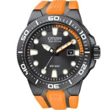 Citizen Orange Eco-Drive Black Ion Plated Scuba Fin Watch