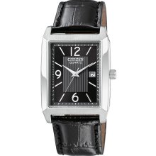 Citizen Quartz Mens Analog Stainless Watch - Black Leather Strap - Black Dial - BH1650-04E