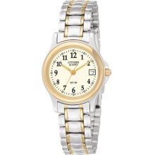 Citizen Quartz Womens Analog Stainless Watch - Two-tone Bracelet - White Dial - EU1974-57A