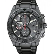 Citizen Sport Eco-Drive Chronograph Black IP Stainless Steel Mens Watch CA0307-51H