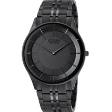 Citizen Watch, Mens Eco-Drive Black Ion-Plated Stainless Steel Bracele