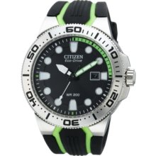 Citizen Watch, Mens Eco-Drive Scuba Fin Black and Green Rubber Strap 4