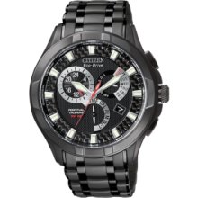 Citizen Watch, Mens Eco-Drive Black Stainless Steel Bracelet 43mm BL80