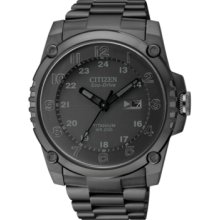 Citizen Watch, Mens Eco-Drive Super Tough Black Titanium Bracelet 43mm